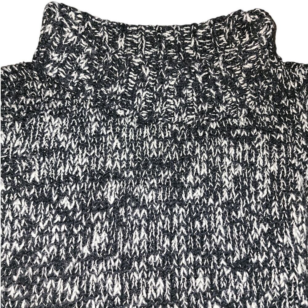 Eileen Fisher Black White Cropped Turtle Neck Organic Cotton Sweater Size Large - Picture 5 of 8